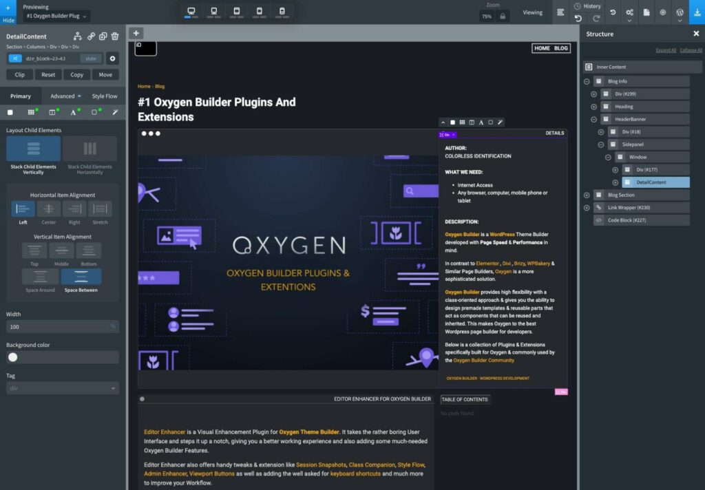 Oxygen Builder's main UI